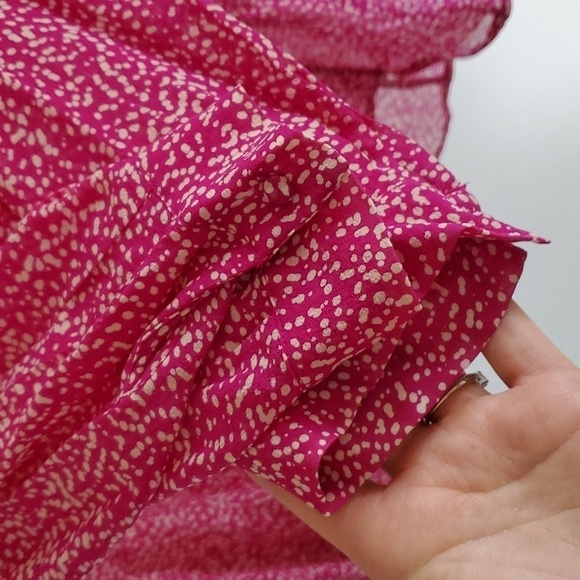 Joie Calvina Silk Dotted Blouse Magenta pink size xs - Picture 6 of 8